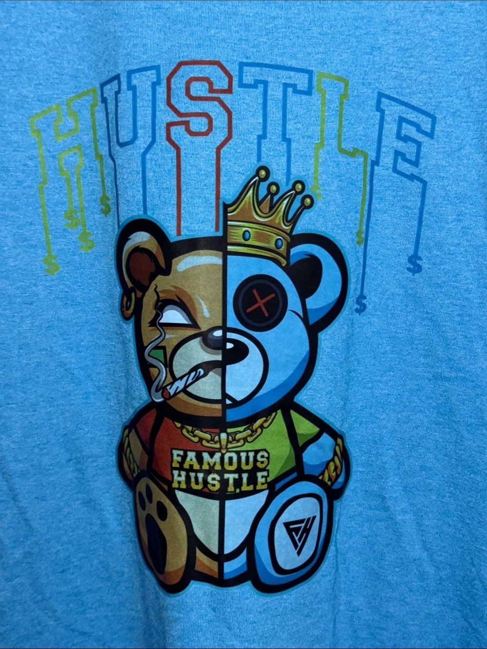 Blue 'Hustle' Bear Graphic Short Sleeve Tee - Picture 3 of 6